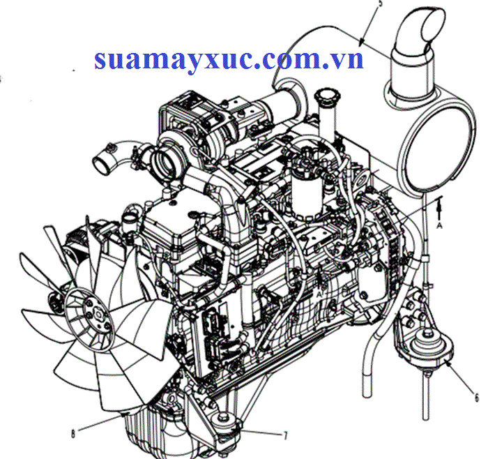 Động cơ máy xúc Komatsu 6D107E-1