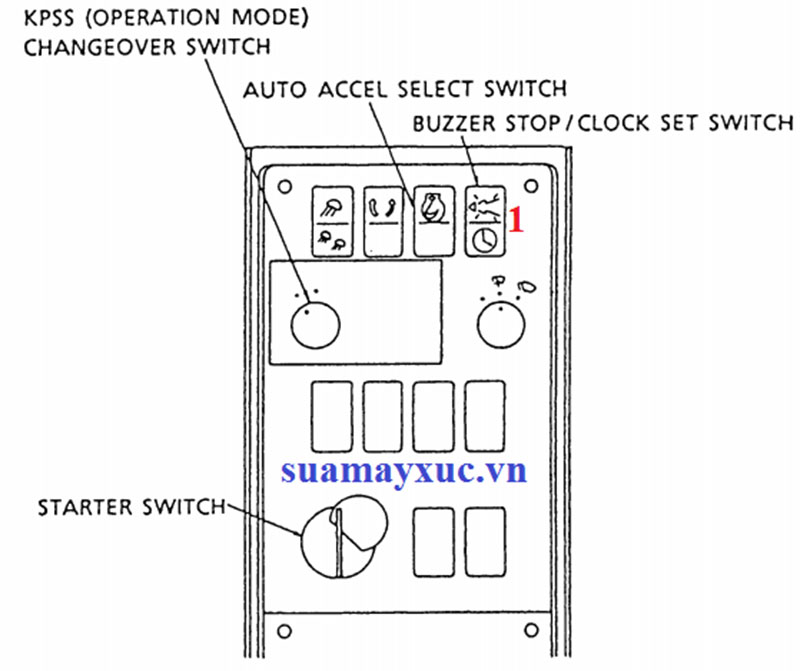 Nút bấm trên cabin máy xúc kobelco sk200-1